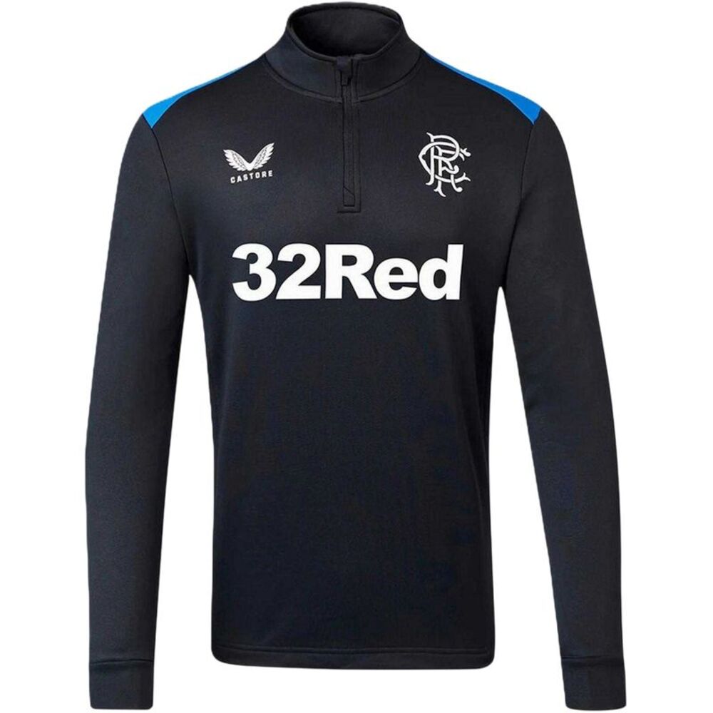 Castore Mens Rangers FC Quarter Zip Tailored Training Fleece Top / Peacoat Navy